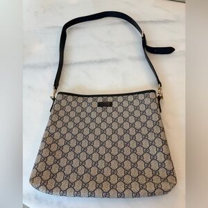 Gucci Beige and Black Patterned Shoulder Bag
